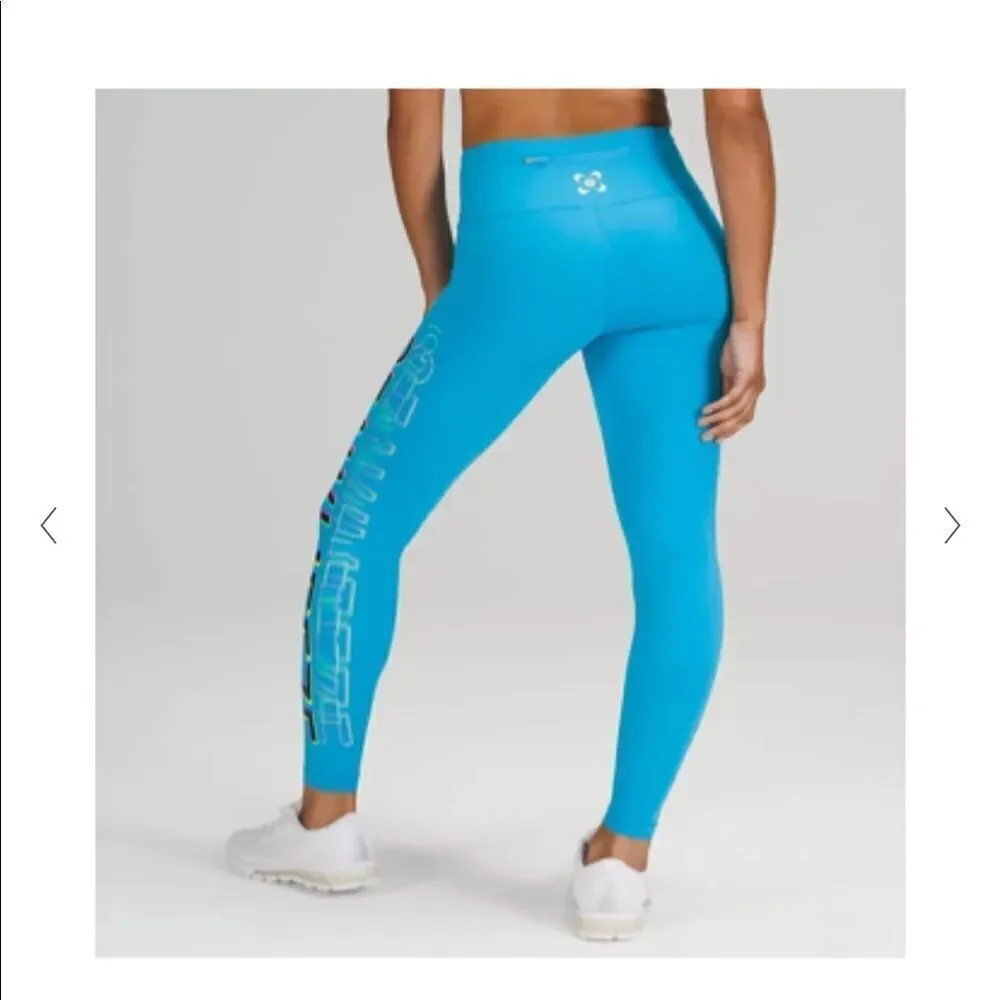 NWT New LULULEMON Speed Wunder Under Tight Seawheeze Turquoise Blue Logo 6